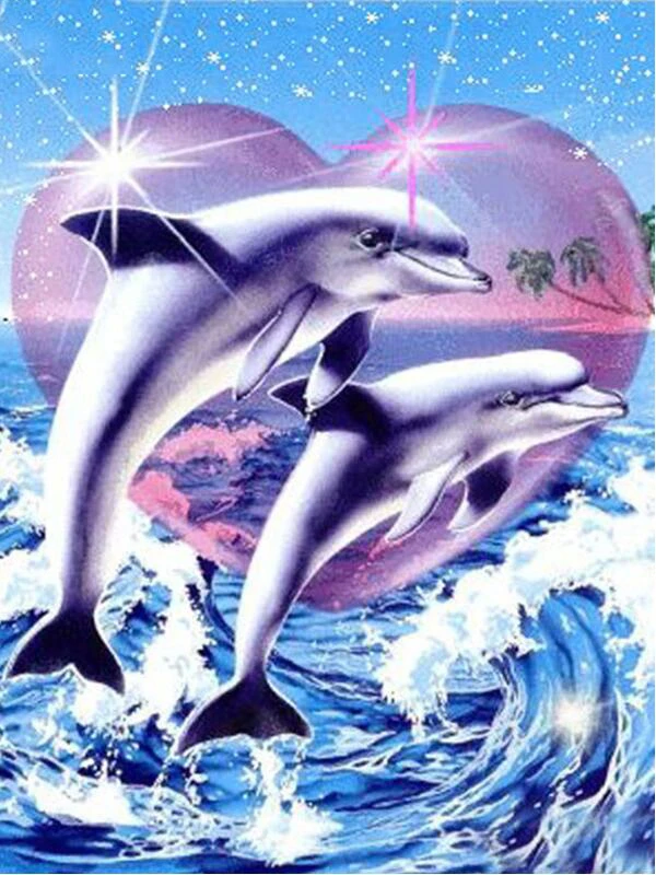 Frameless, Diamond Painting Dolphin Full Square Diamond Embroidery Animals Mosaic Cross Stitch Art New Arrival Home Decor