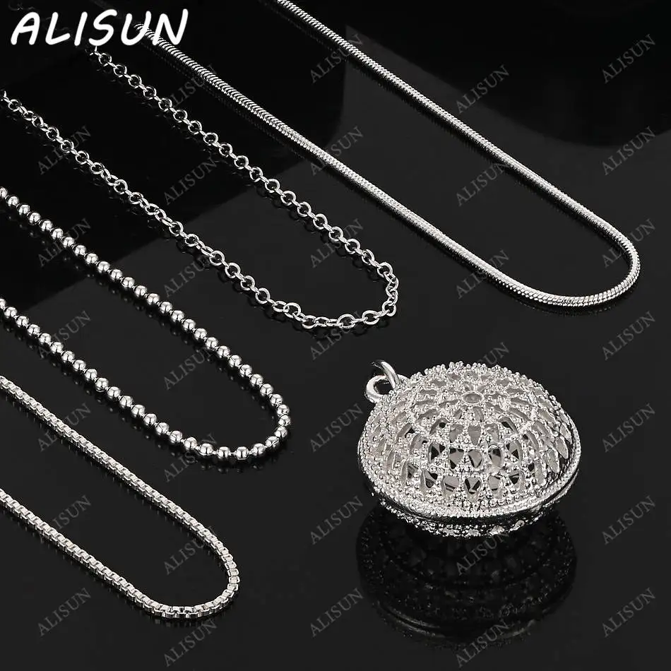 

ALISUN 40-75cm 925 Sterling Silver Hollow Ball Pendant Necklace For Men Charm Trend Birthday Gifts Fashion Party