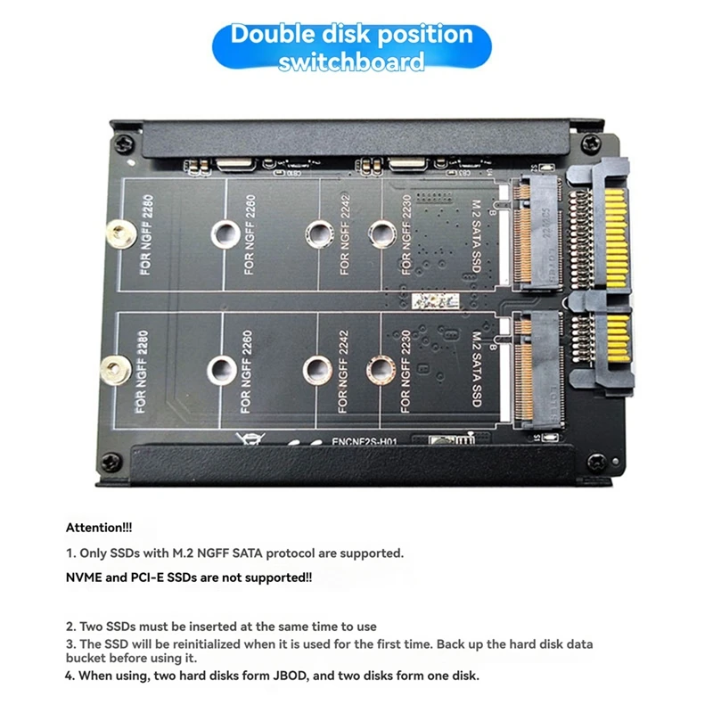 M.2 To SATA Adapter Card Dual Port M.2 NGFF SSD To SATA Interface Converter For 2230-2280 M2 SSD Sizes
