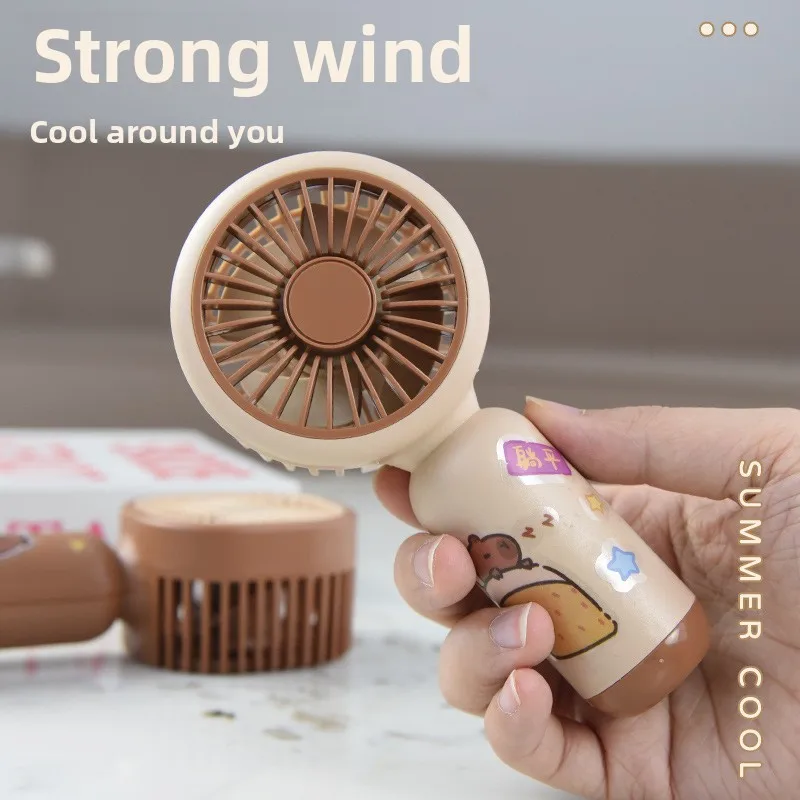 New Cartoon Themed Best-selling Solid Color Handheld Small Creative USB Charging Fan, Student Mini Portable Fan