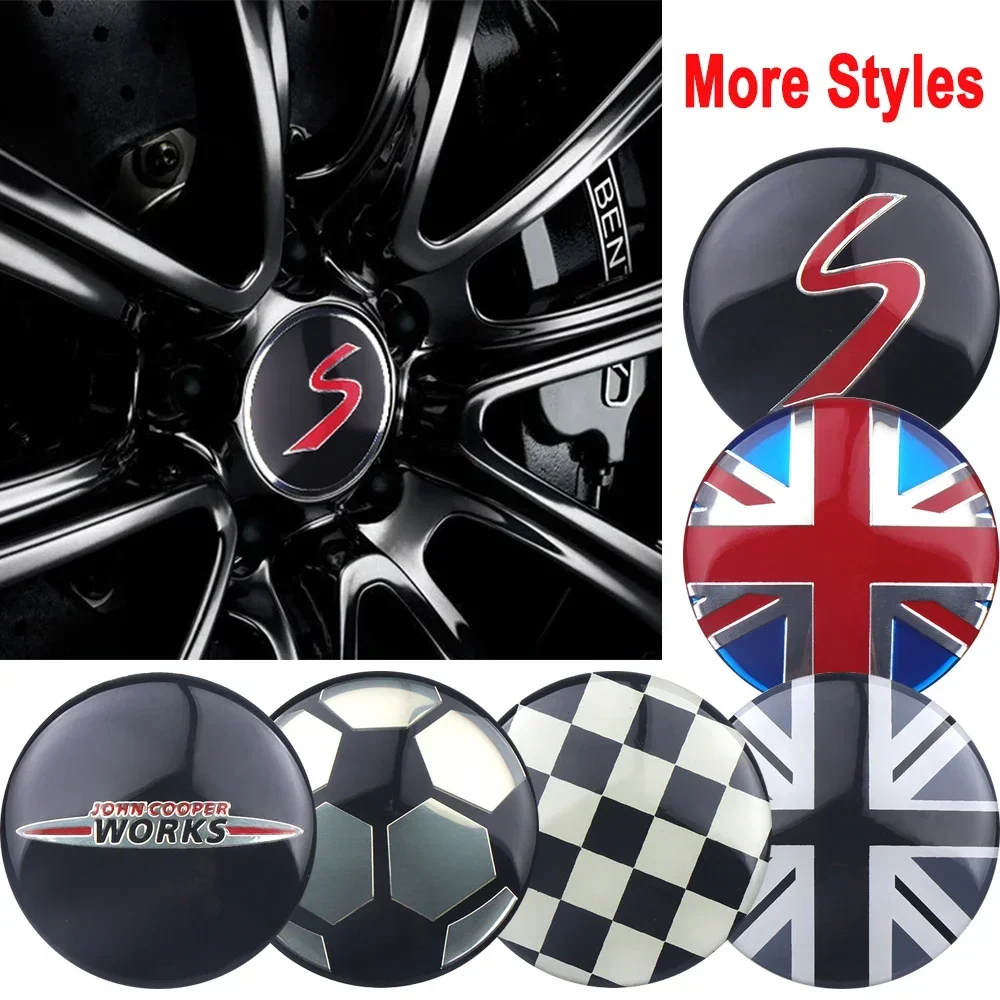 4pcs 52mm Metal British Flag Soccer S Emblem Car Wheel Center Hub Caps Stickers Accessories For Mini Cooper R56 R50 R53 F56 etc