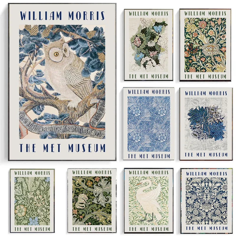 

William Morris Flower Leaf Swan Owl Canvas Painting Retro Nordic Posters and Prints Wall Art Pictures for Living Room Home Decor