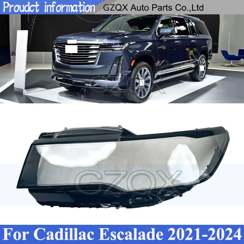 CAPQX Front Headlight Cover Shell Shade For Cadillac Escalade 2021-2024 Head Lamp Glass Head Light Cover Lens Transparent