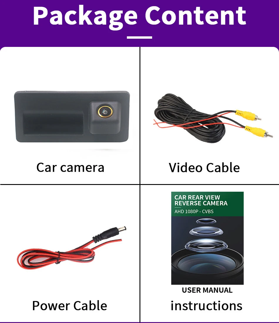 AHD 1080P Auto-Kofferraumklappen-Griff-Rückfahrkamera für Volkswagen Passat Golf Polo B7 Jetta Tiguan Touareg Audi A3 A4 A5 A6 – Detail 11