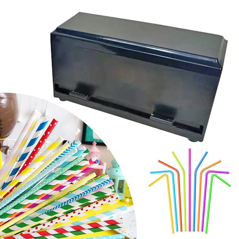 

Портативная пластиковая коробка для соломинки, регулируемая розетка, черный диспенсер для соломинки, коробка для хранения прессового типа, ресторан, кофейня