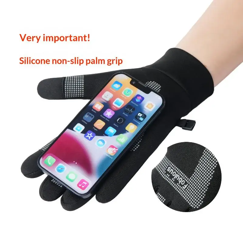 الخريف الشتاء في الهواء الطلق قفازات ركوب الدراجات رياضة اللياقة البدنية الرياضة الجري الدافئة شاشة تعمل باللمس نونسليب قفازات دراجة نارية قفازات الرجال السود #4