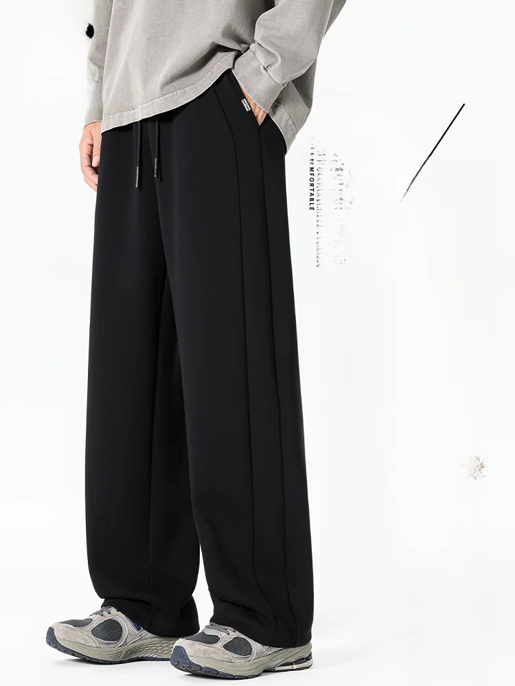 

Мужские повседневные брюки прямого кроя на флисовой подкладке, черные, теплые, удобные, зимние, в американском стиле, с аккуратным кроем