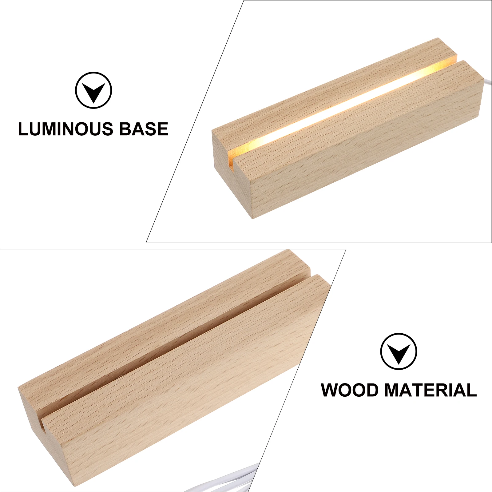 

Long Stripe Led Stand Base For Lighting Board Portable Wooden Eco-Friendly Home Decor Glowing Light Base Household Lamp