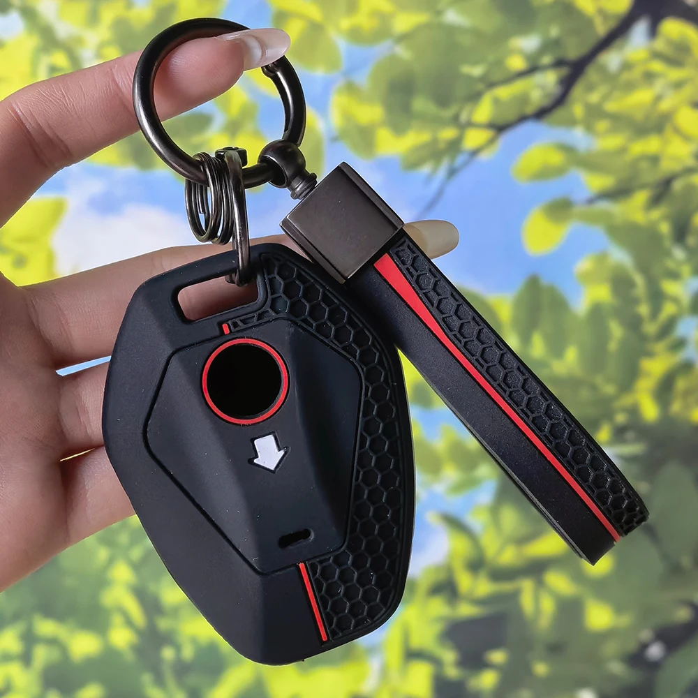 Motorcycle Honeycomb Key Fob Cover with Keychain for BMW R1300GS R1300 1300GS R1250GS R1250 ADV Adventure Silicone Shell