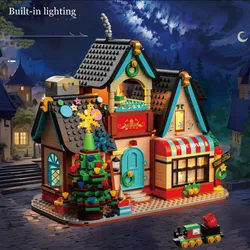 Creative Streetscape Loz Mini Diamond Build Block City Street View Starry Cottage House Bricks Toys With Light For Kids Gift