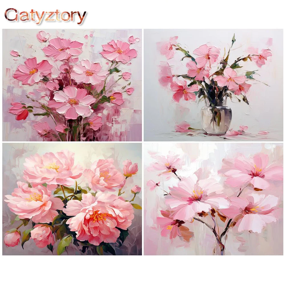 花の数による絵画,GATYZTORY-DIY x 50cm,リビングルーム,アート,家の装飾,ギフト