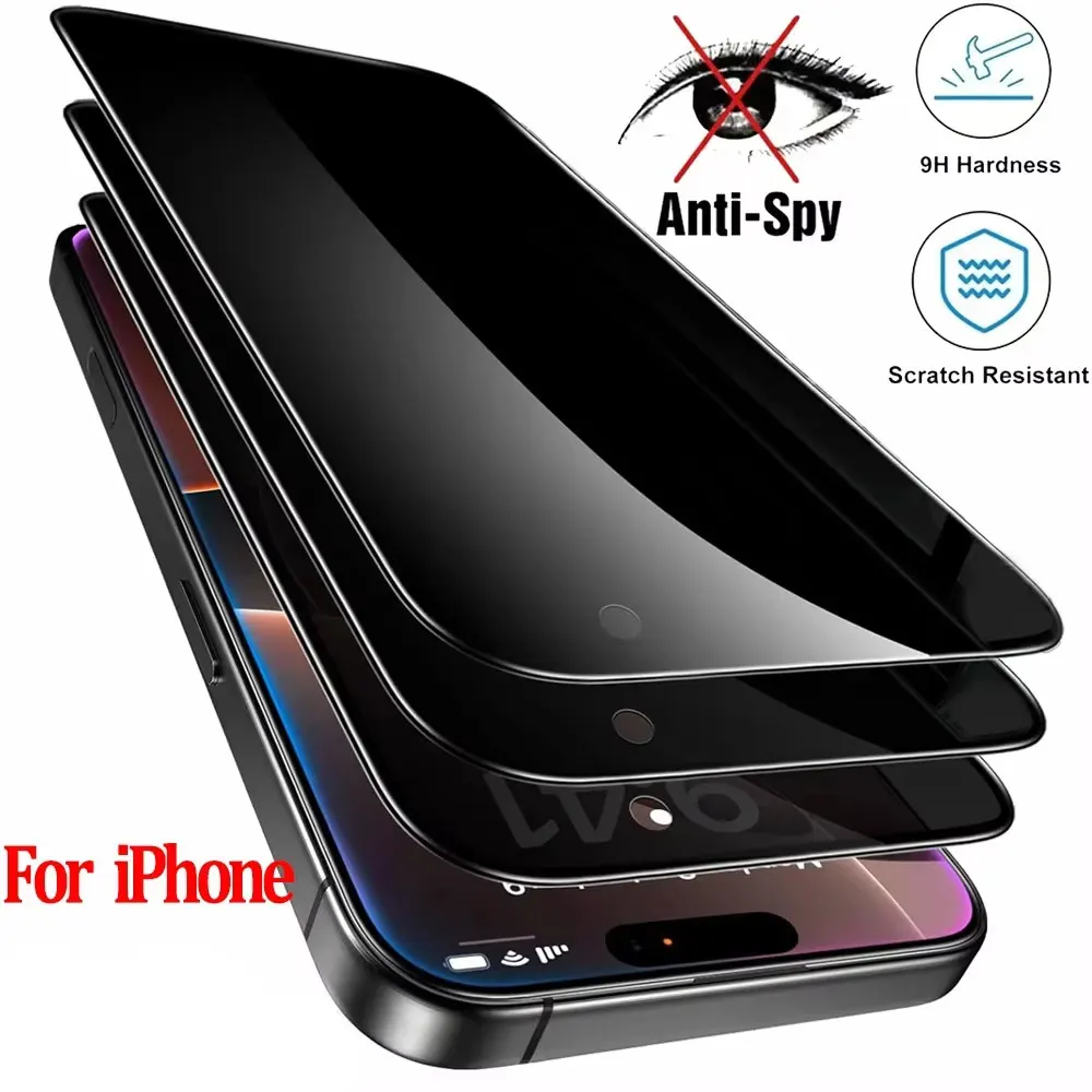 Película de vidrio antiespía 8K para iPhone 17 Air 16 15 14 13 12 11 PRO MAX Plus protectores de pantalla de privacidad para iPhone 17 vidrio templado