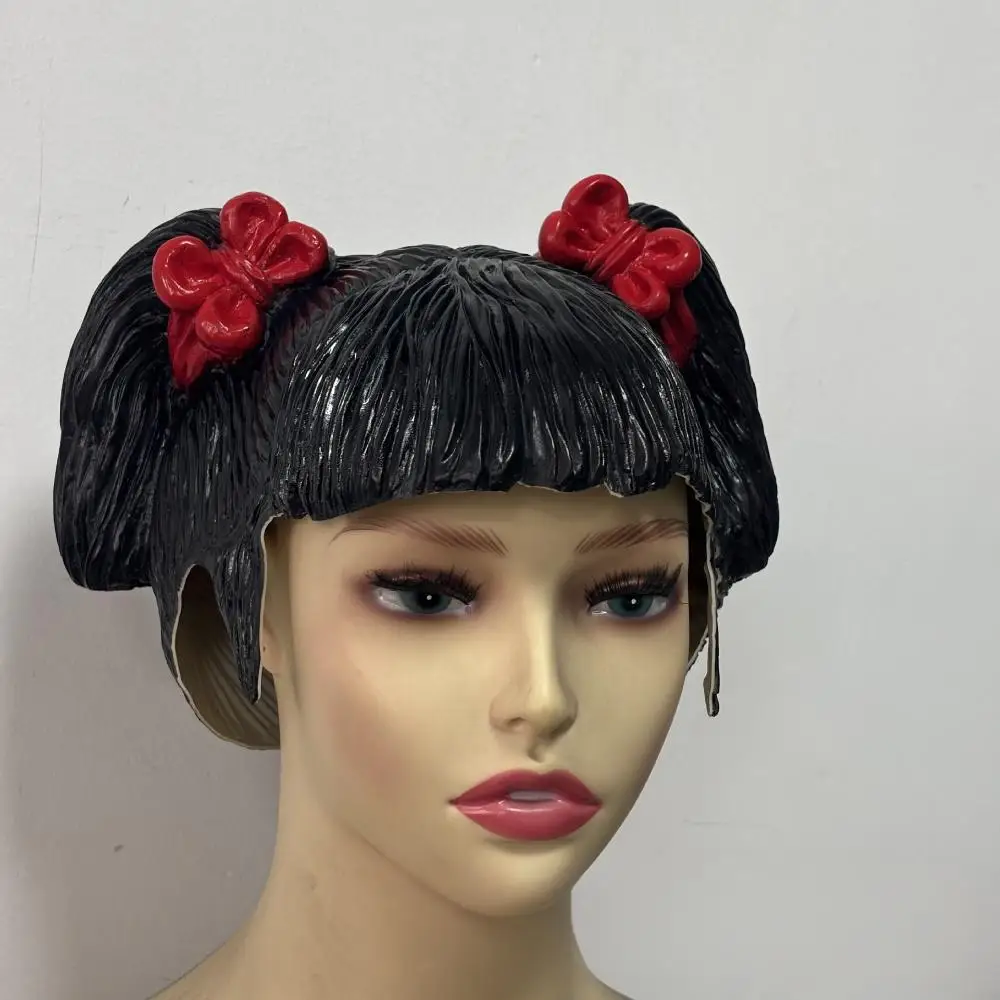 Women Men Halloween Party Double Tail Mask Cute Bob Hair Student Girl Wig Cosplay Costume Makeup Dance Party Accessory