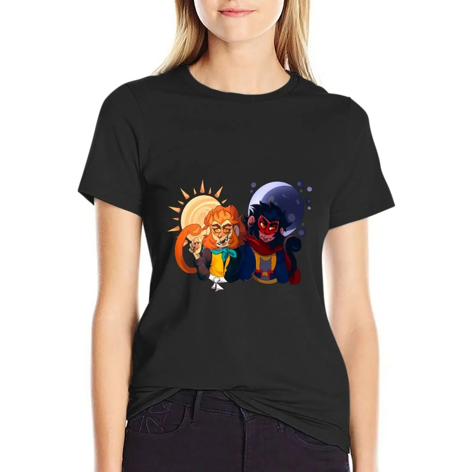 Sun Wukong and Moon Macaque T-Shirt sublime funnys korean Women's clothes