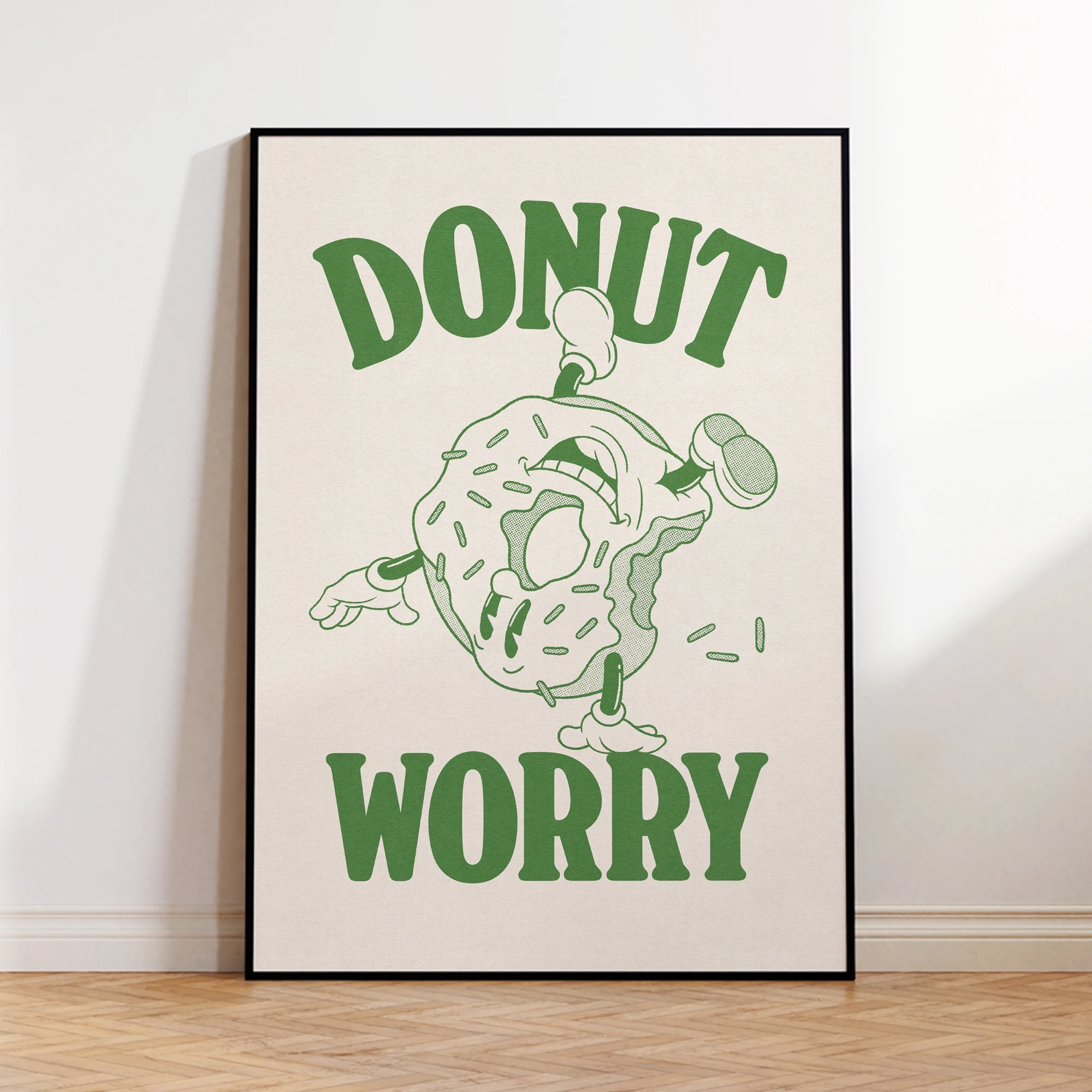 Modern Donut Worry Retro Mascot Wall Art Print Canvas Painting Poster Picture For Bedroom,Living Room Home Decor