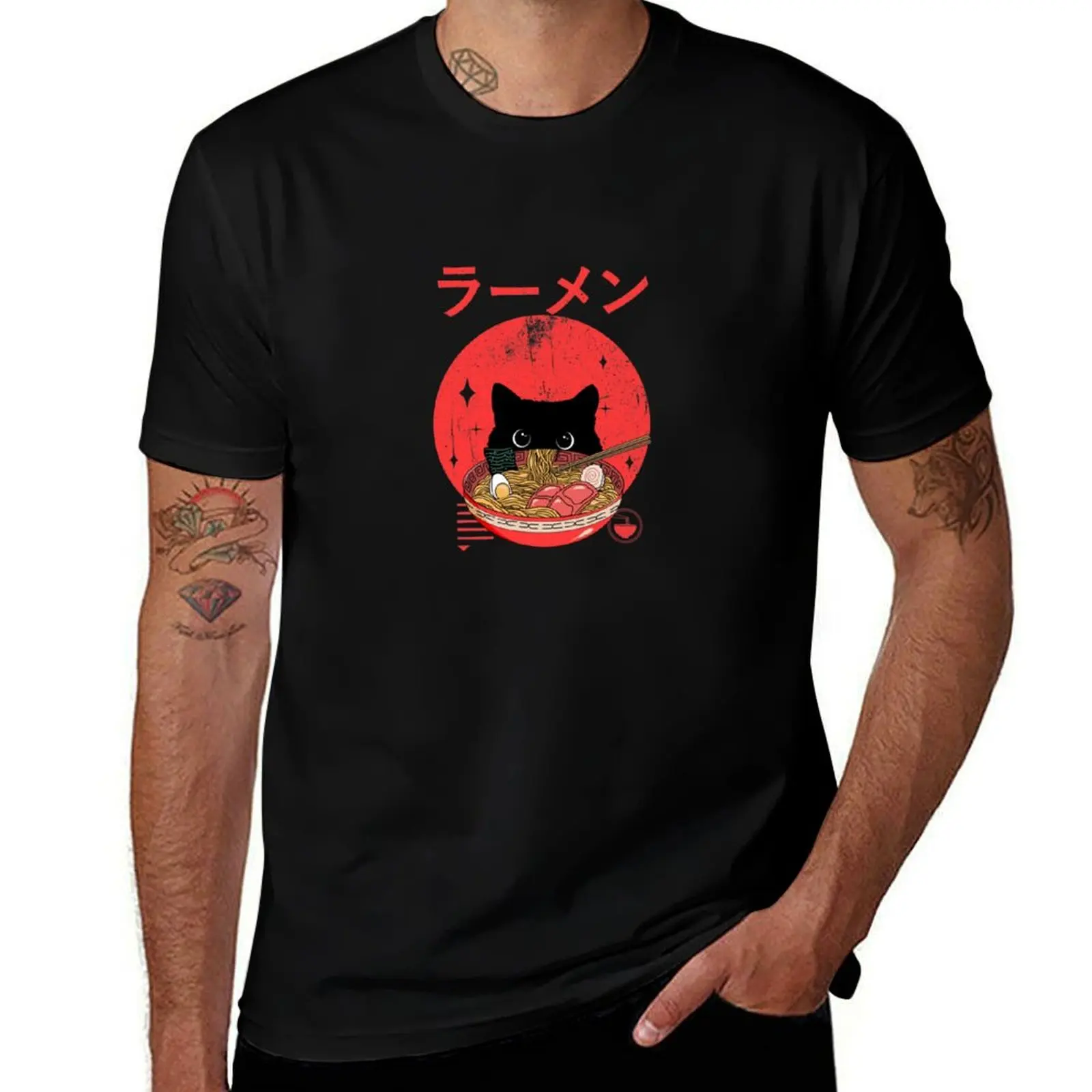 

Cat ramen T-Shirt summer clothes vintage graphic tee new edition quick-drying t shirts for men pack