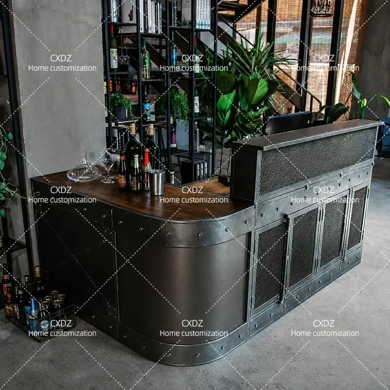 Industrial style bar checkout page bar counter retro bar table milk tea shop clothing store front desk corner creativity