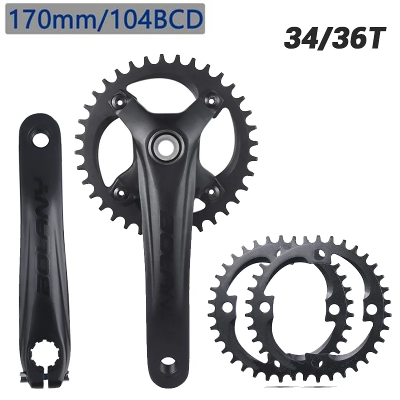 

104bcd Crank Integrated Bike Crankset Mtb Hollow Shaft Single Chainring 104 Bcd 32t 36-tooth Narrow Crown 34 Teeth Mtb