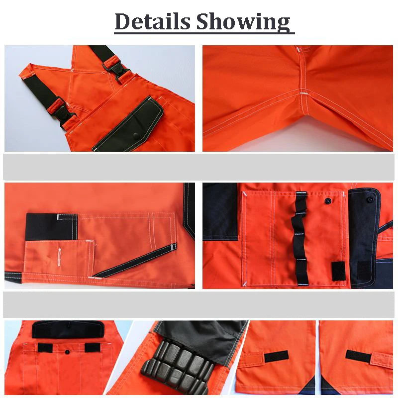 Orange Overalls Men Multi Pockets Work Overalls Working Overalls Men Workwear Repairman Uniform