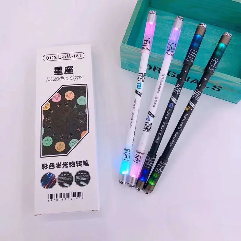 Rotação LED Flash Gel Pen com Luz, Gaming Spinning Pen, Esferográfica com Bateria, Legal, Estudantes, Presente de Natal, Moda, 0.5mm