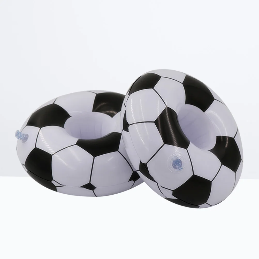 

2pcs Inflatable Loevely Football Coasters Drink Cup Holder Beach Backdrop Party Favors Decoration floating drink holder