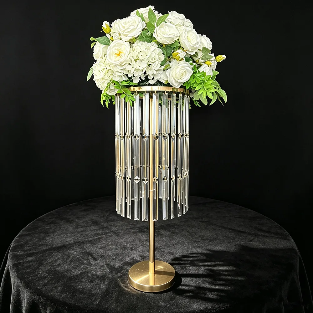 Acrylic ice bar flower stand wedding decoration road guide ornament electroplating gold props foreign trade hot sale
