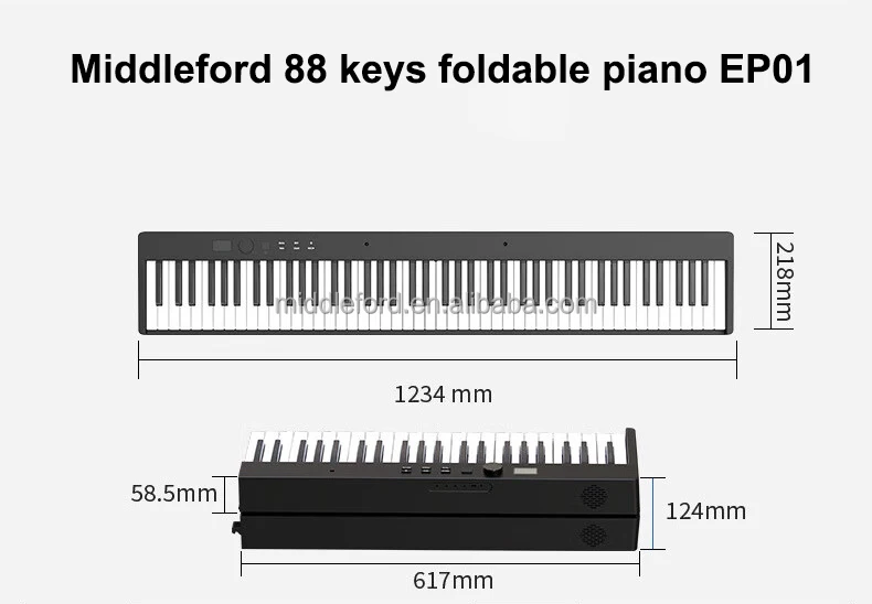 Middleford Factory Direct 88 keys portable intelligent foldable piano electronic organ home professional adult electric piano