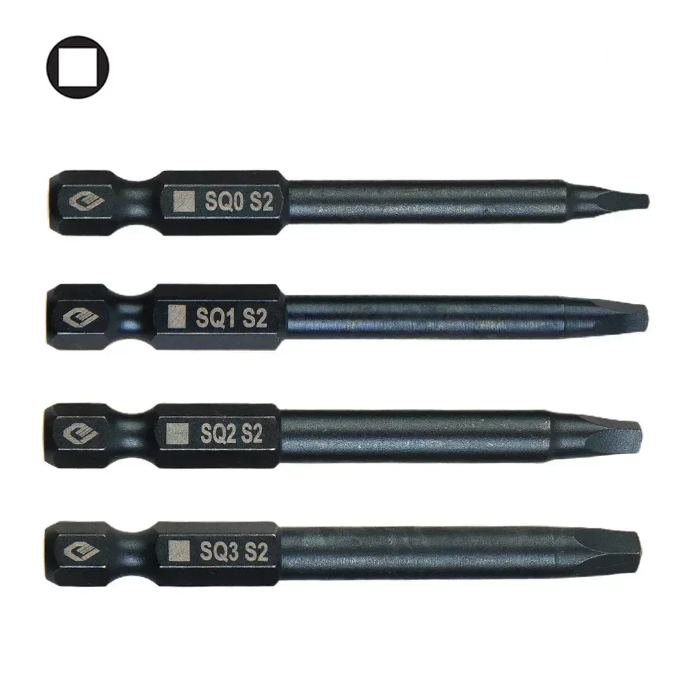 65mm SQ0 SQ1 SQ2 Square Head  Screwdriver Bit Set For Power Tool 65mm Long Hex Shank Electric Screwdriver Bits Accessories