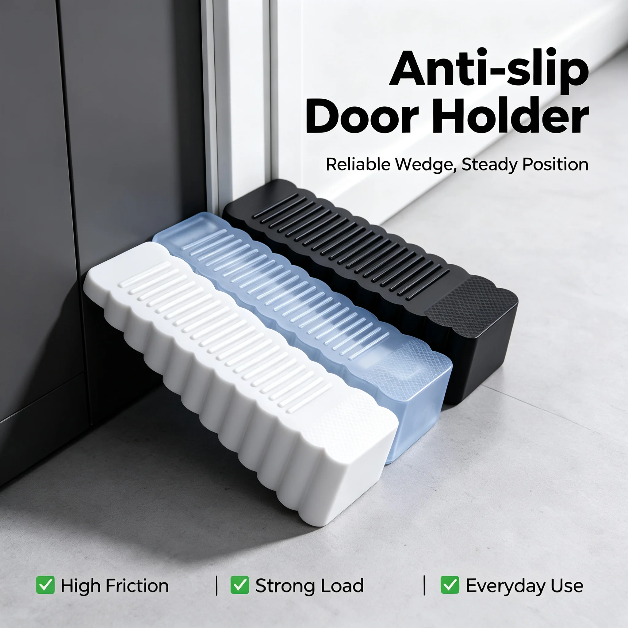 Household & Office Door Wedge Stopper Silicone Rubber Safety Block No-Drill Impact Resistant Door Retainer Accessories
