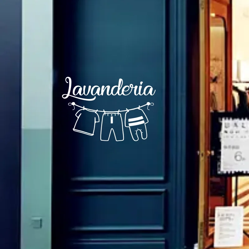 

Italian Words Lavanderia Wall Sticker Panni Stesi Wall Decals Laundry Room Decoration Waterproof Removable Wallpaper