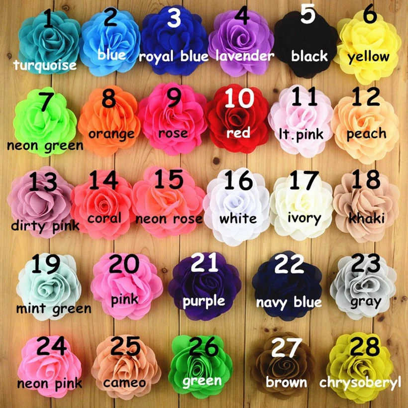 

20pcs/lot 3.15'' Handmade Chiffon Silk Rosette Flowers For Girls Hair Accessories Wholesale Craft Flower Bulk For Headband DIY