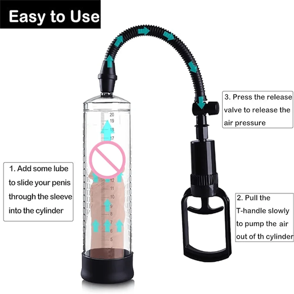 Pump for Enlargement, Erection, Vacuum Pump with 4 Suction Levels, Pump Masturbator with 1 Silicone Sleeves, Sex Toy for Men