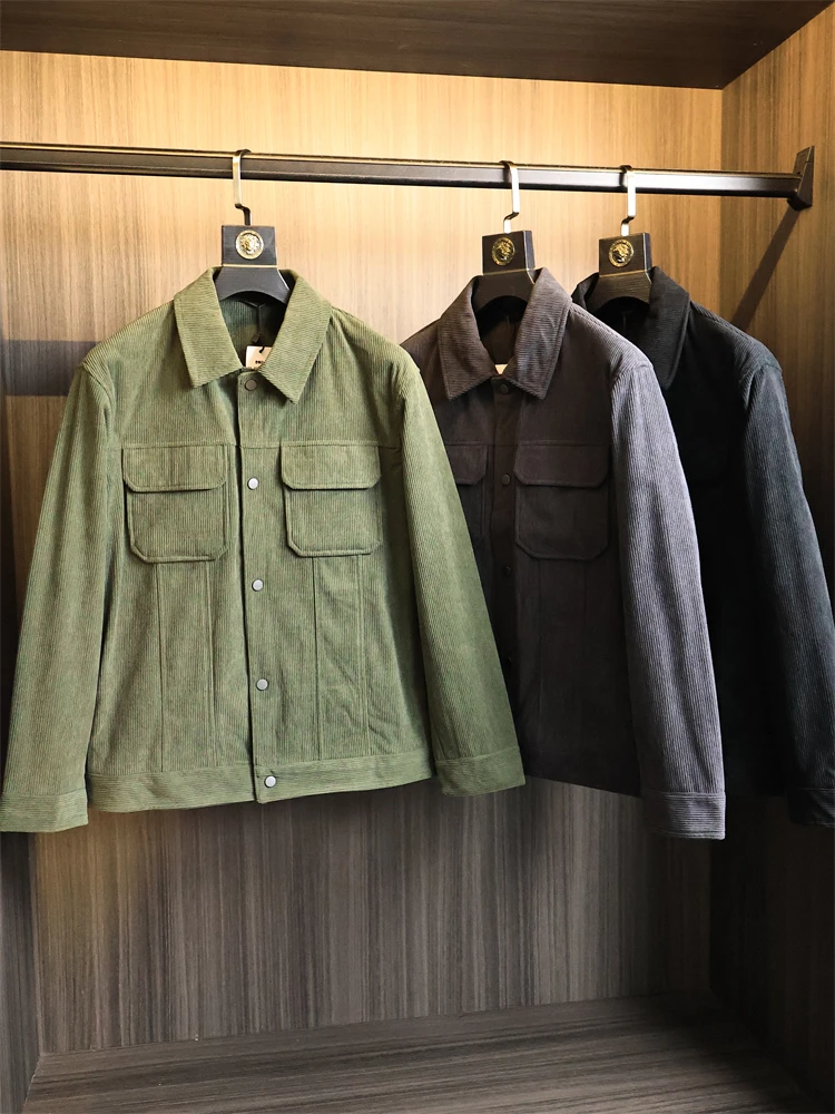 

Ультрамягкая вельветовая куртка High amage, свободная посадка, мужская ретро-американская осенняя модная верхняя одежда, ветрозащитная прямая подол