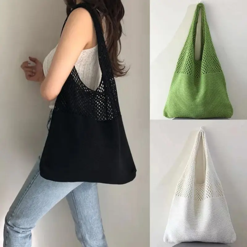 

and Trendy Knitted Tote Bag for Casual Outfits Hollow Shoulder Bags 20CA