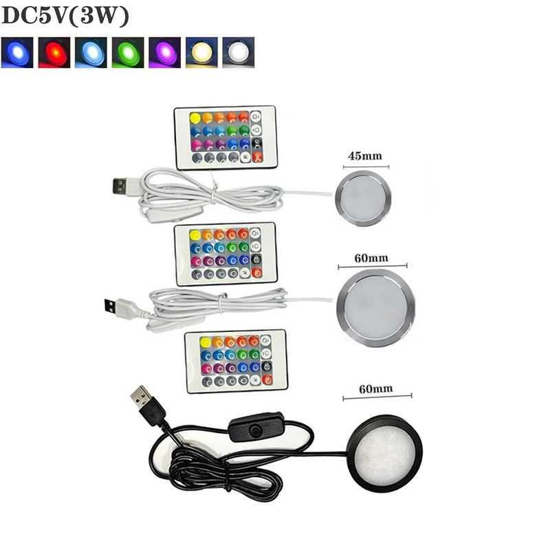 

Светодиодный светильник для шкафа DC5V 3W USB RGB, 16 цветов, с градиентной подсветкой, с пультом дистанционного управления, ультратонкий 8 мм, с кабелем 1,5 м