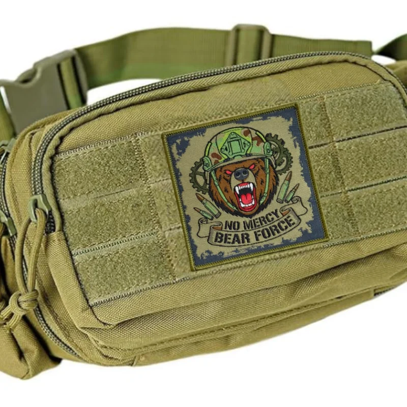 No Mercy Bear Printing Patch Tactical Vest Hook and Loop Morale Badge Backpack Decorative Stickers Armband Patches for Clothing
