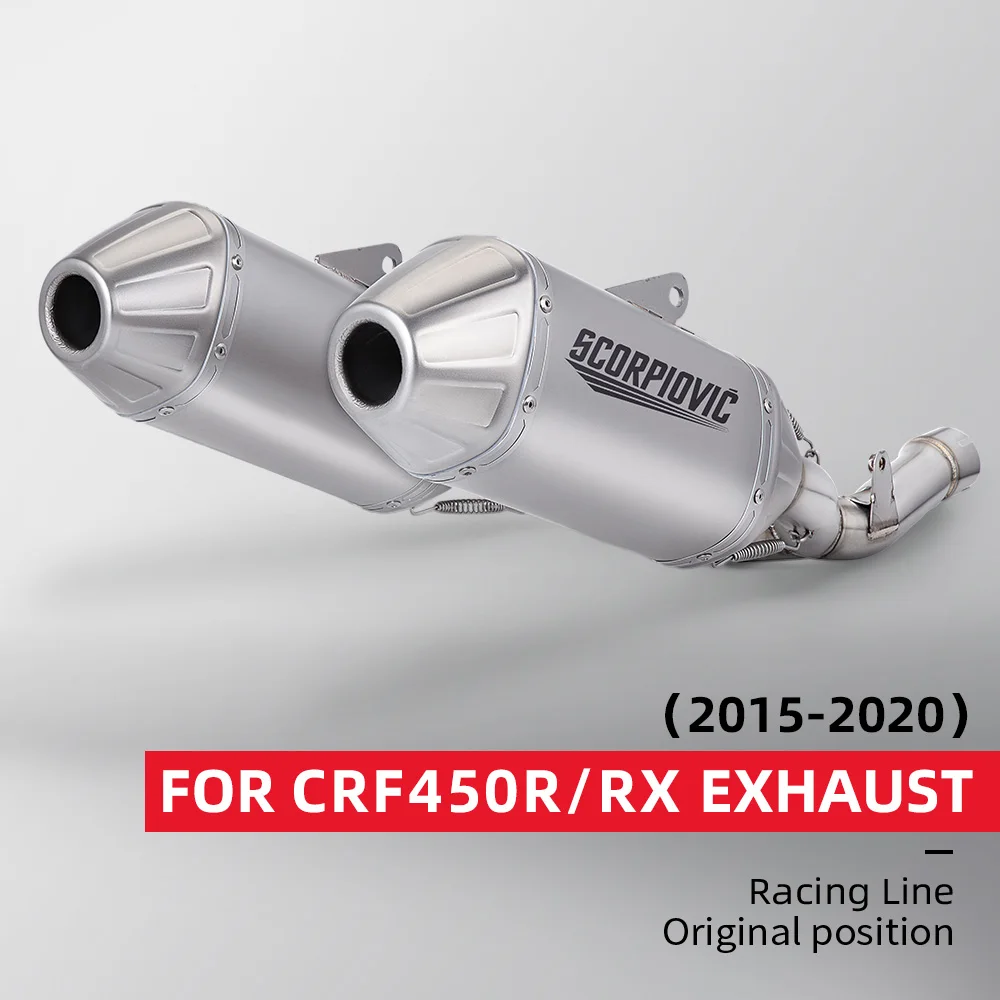 Twin Outlet Mid Tail Slip On Exhaust Mod Parts For CRF 450R CRF 450RX Off-road Motorcycle 2015-2020