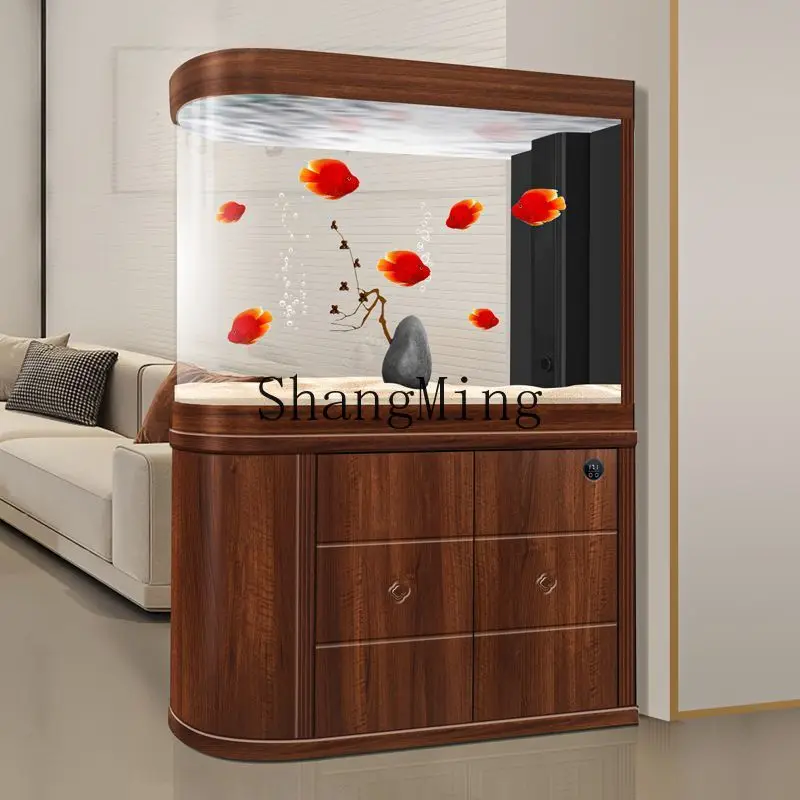SM Chinese bottom filter fish tank living room large floor household screen partition new water-free