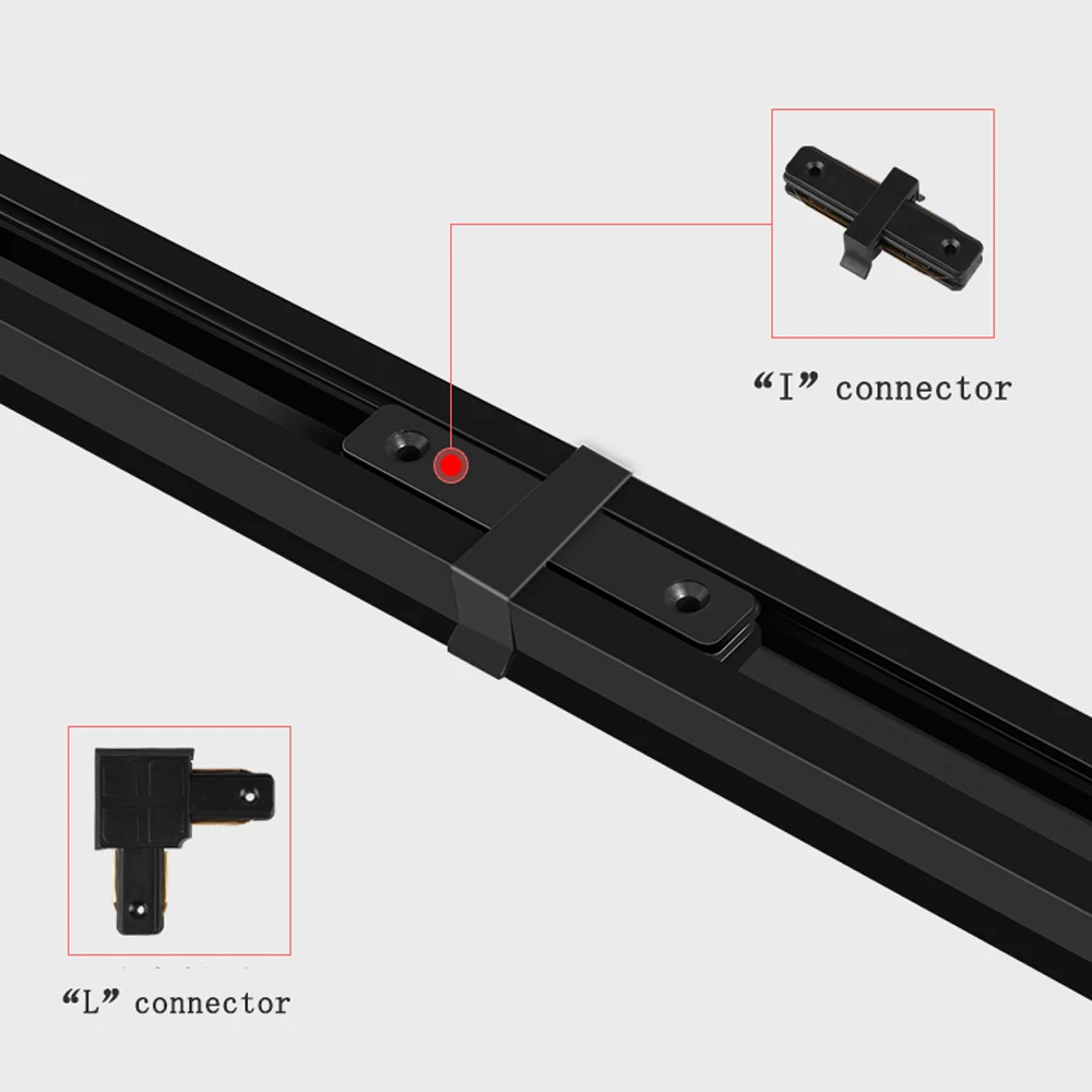 Track Light Connector 0.5 m 1 m Track Rail 2 Wire Spotlight Tracking Lights Aluminum Track Lighting Fixture