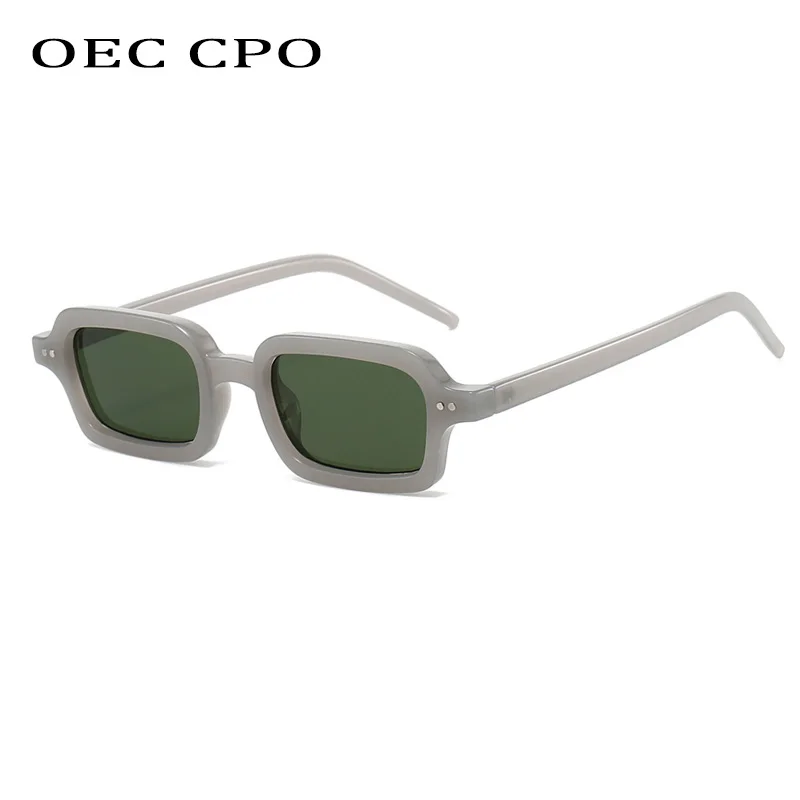 

OEC CPO Small Frame Square Sunglasses Women Vintage Rectangle Jelly Color Rivets Sun Glasses Female Punk Gradient Men Eyewear
