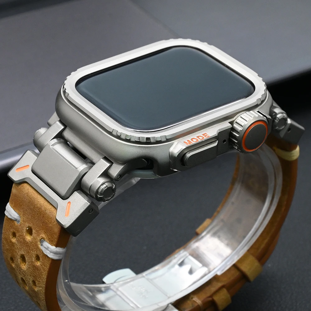 

Leather Case Strap for Apple Watch Ultra 2 49mm 46mm 45mm 44mm Band Bracelet for Iwatch Series 10 9 8 7 6 5 4 se ultra Correa