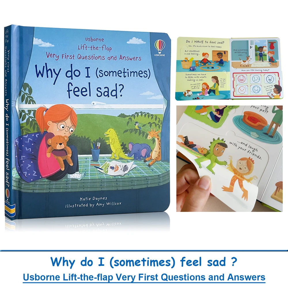 

Usborne Lift The Flap Very First Questions & Answers Why Do I （Sometimes）Feel Sad  English Books for Kids 3D Flap Board Book