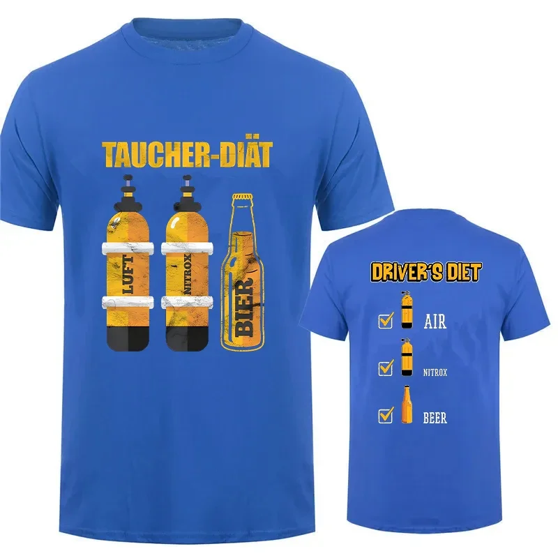 Casual Men\'s T-Shirt Diving Instructor Diving Diver Beer Print Short-Sleeve T-Shirt for Men Oversized Clothing Summer Tees