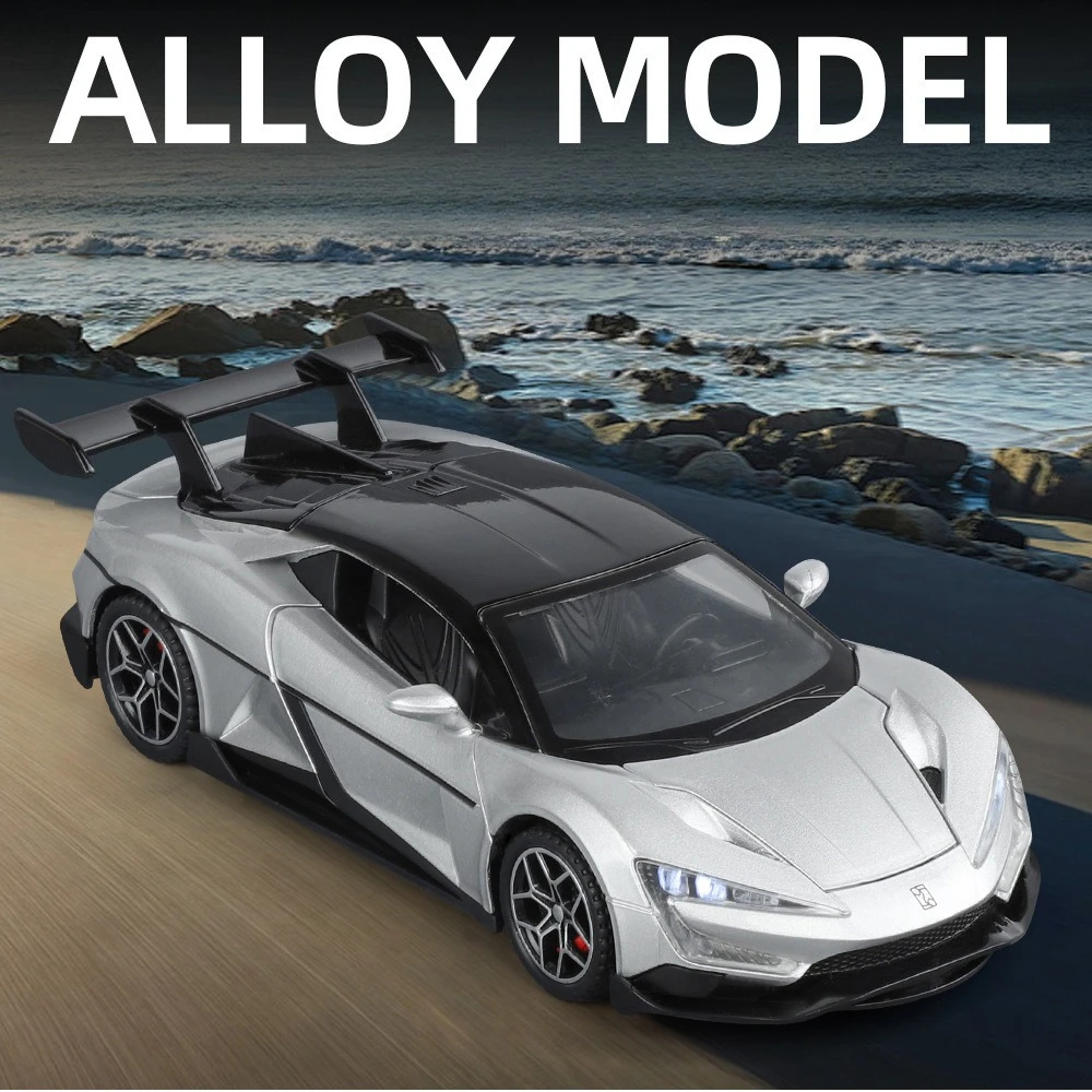 

Моделирование 1:32 Yangwang в U9 модель спортивного автомобиля из сплава, фонари, дверь-бабочка с возвратом мощности, изысканный орнамент, подарок для мальчика