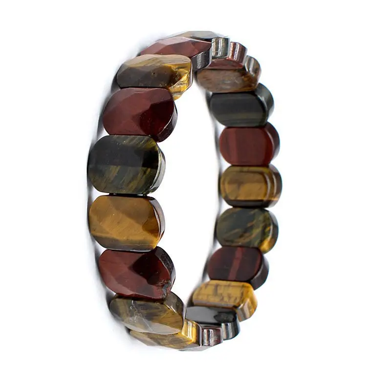 

Factory Natural Stone Three Color Tiger Bracelet Handmade Personalized Geometry Good Luck Wealth Energy Mermaid Fashion Gift Box