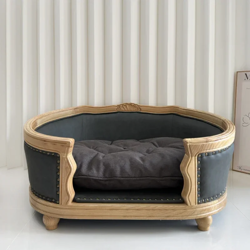American solid wood kennel, ash wood pet dog sofa bed, medium and small dog dog bed, cat nest for all seasons