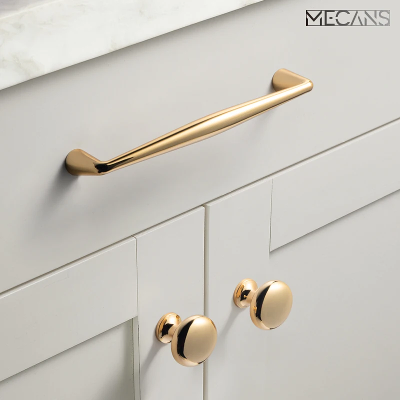 Nordic Shiny Gold Handles Door Wardrobe Pull  Modern Minimalist Zinc Alloy Furniture Hardware Cabinet Pull European Style