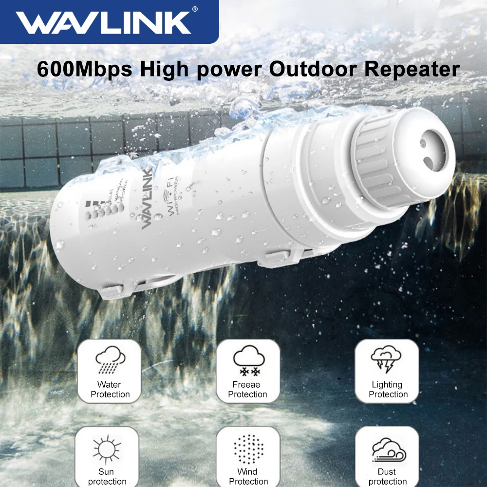 Wavlink AC600 enrutador WIFI para exteriores de alta potencia/punto de acceso/Repetidor wifi inalámbrico CPE Dual Dand 2,4/5Ghz 2x7dBi antena POE