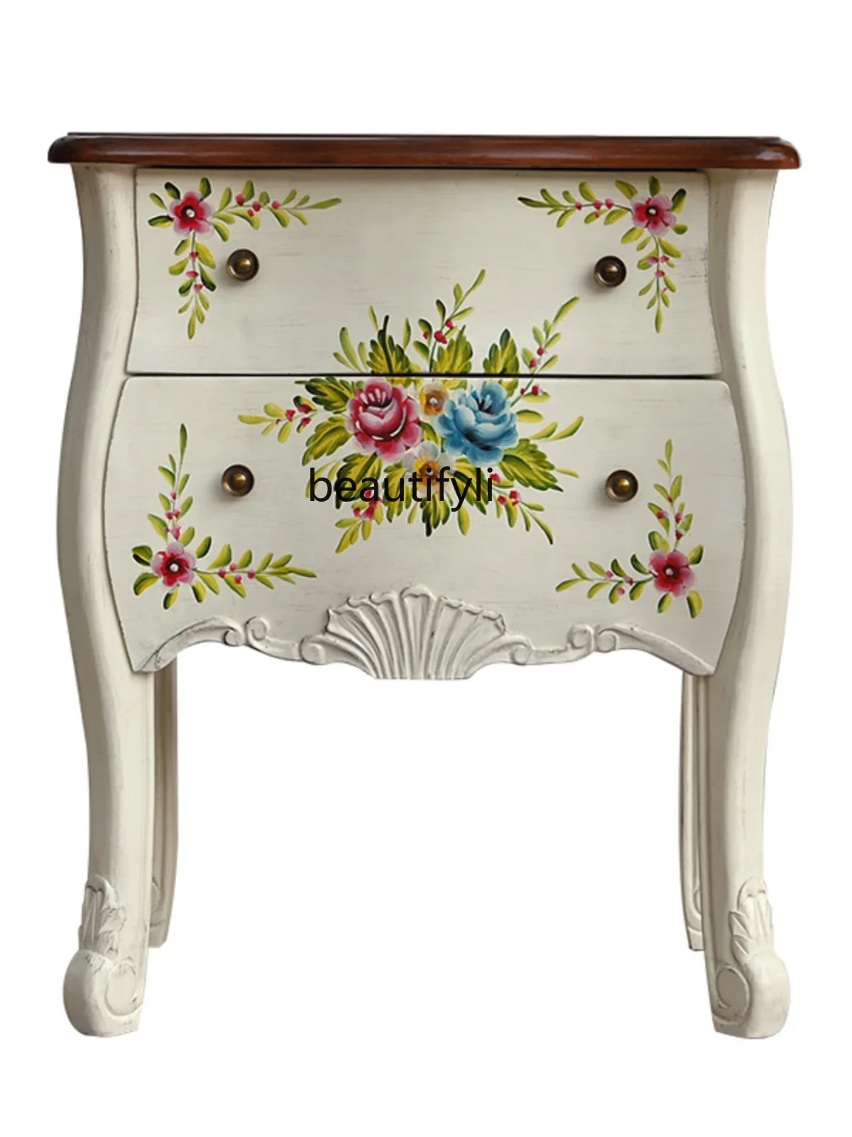 

American Country Painted Coffee Table Living Room Sofa Corner Table Bedroom Hand Painted Locker