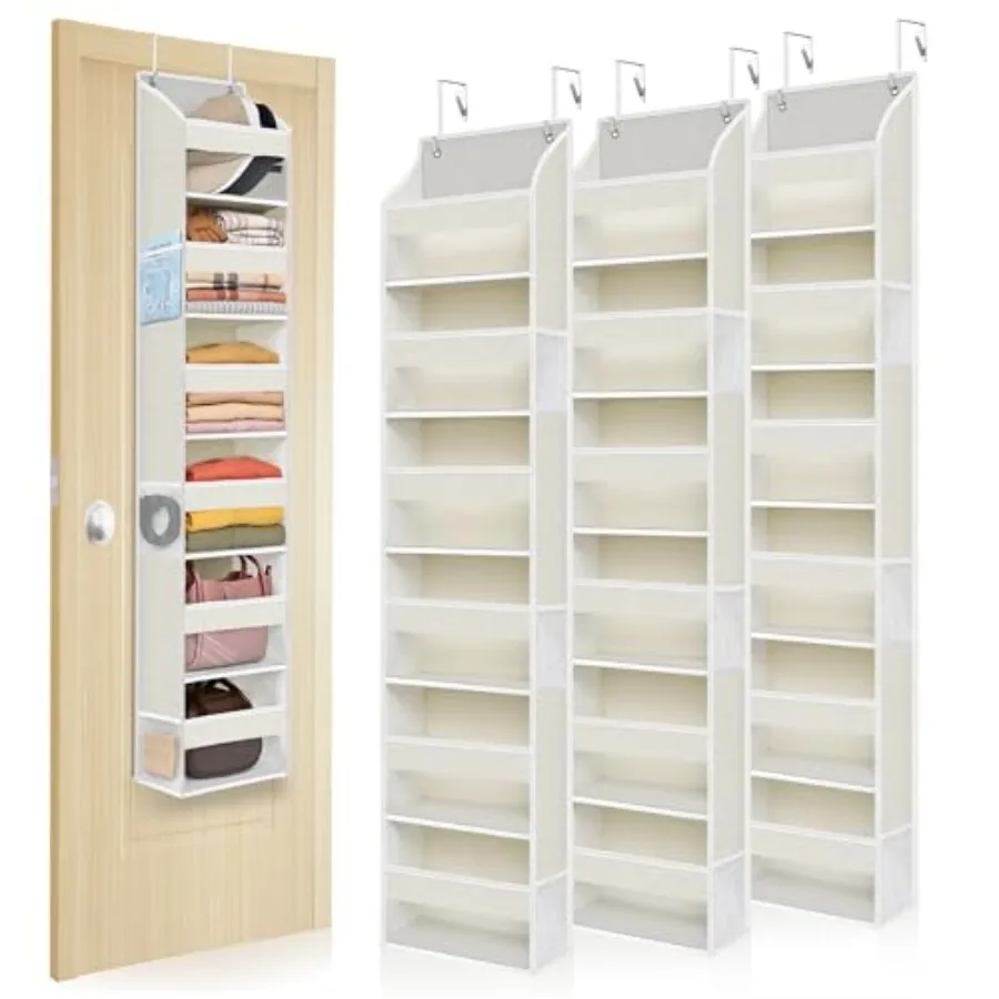 

3-Pack Over the Door Hanging Organizer, 6 Clear Pockets and 6 Mesh Pockets, 11.8" Wide for Narrow Cabinet Doors, French Doors i